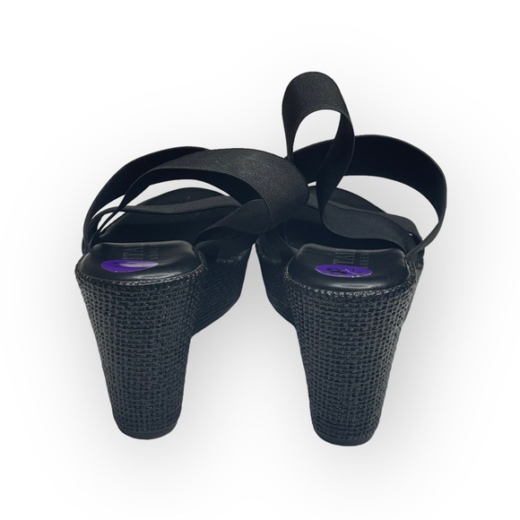 new Italian Shoemakers 𒀭Success Espadrille Wedge Platform Sandals 𒀭 Black 8.5M - Picture 4 of 16